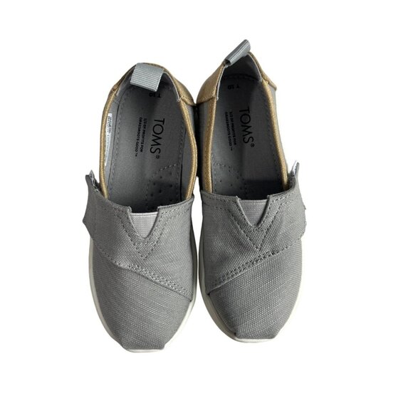 Toms Kids Boy Gray And Brown Tiny Canvas Classic Slip-On Shoes Sz 10 - Picture 7 of 9